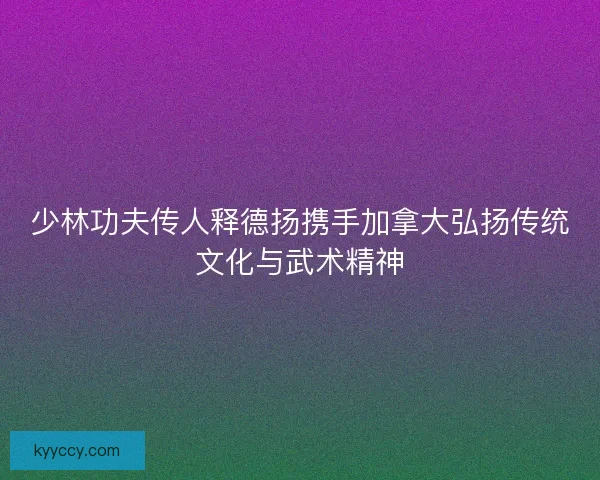 少林功夫传人释德扬携手加拿大弘扬传统文化与武术精神